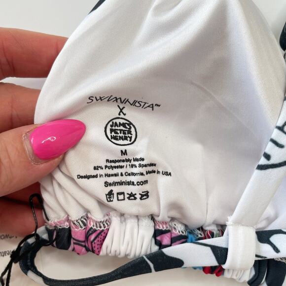 NWT Swiminista x James Peter Henry Graphic Art Toss Print Sexy Bikini Top M - Picture 5 of 10
